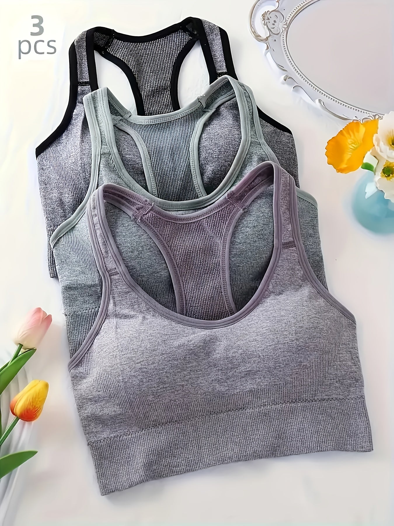 Conjunto 3 Tops Sin Costuras | Espalda Cruzada | Colores Múltiples | Ticotrendy