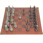 Ajedrez Temático Metal | 32 Piezas Estatuas | Tablero Incluido