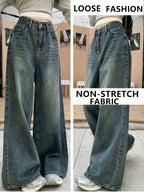 Jeans Pierna Ancha Retro Mujer | Ticotrendy Denim Sin Elasticidad Bota Recta Elegante
