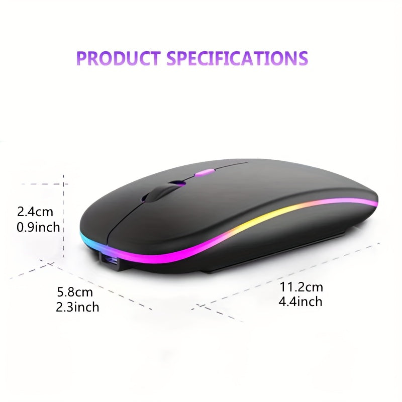 Ratón Inalámbrico Delgado y Silencioso | Conexión Dual Bluetooth & USB | Recargable para iPad, PC, Mac