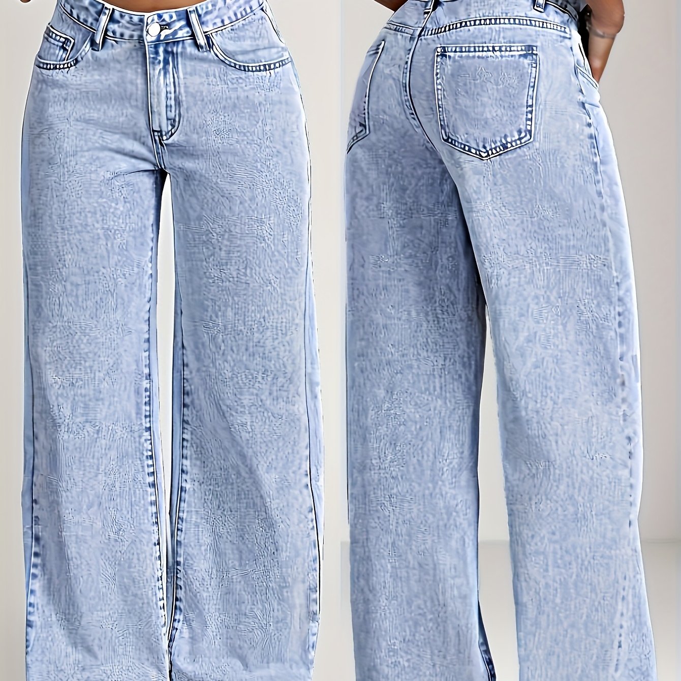 Jeans Pierna Ancha Recta Mujer | Denim Clásico Loose Estilo Elegante Casual
