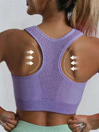 Top Deportivo Alto Elasticidad | Escote V | Decoración Honeycomb | Ticotrendy