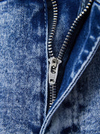 Jeans Cortos Hombre Elásticos | Corte Regular, Múltiples Bolsillos | Vaquero Azul Lavado