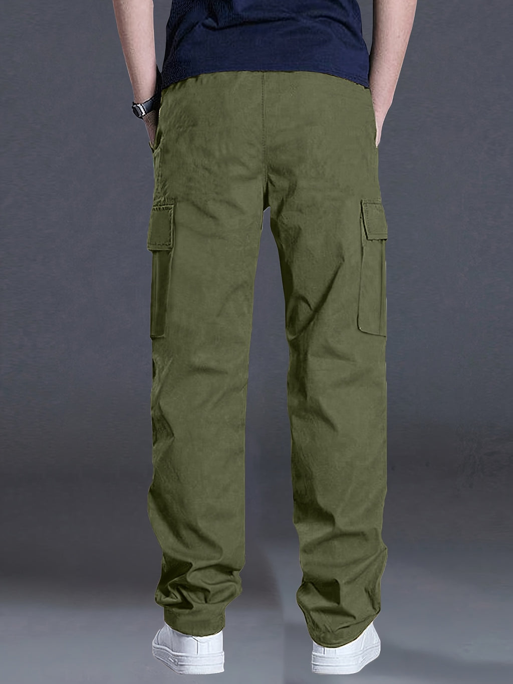 Men'S Outdoor Casual Cargo Pants - Loose Fit, Drawstring Waist, Multiple Pockets, Solid Color, All-Season Comfort for Hiking & Weekend Activities, Hiking Pants, Durable Fabric, Men Pants, Cargo Pants Men, Men Trouser, Men Spo