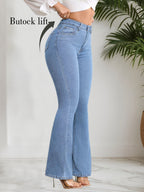 Jeans Acampanados Elásticos Mujer | Ticotrendy Denim Azul Claro Ajuste Cómodo Elegante