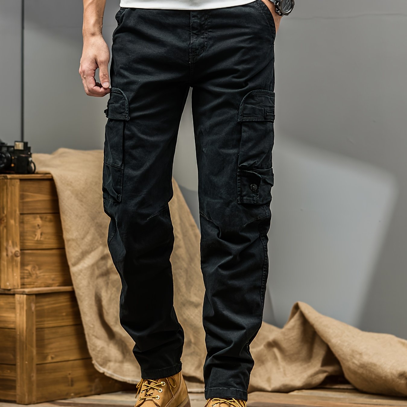 Men's Cargo Pants - Heavy-Duty Multi-Pocket Work Trousers, All-Season Machine Washable Pants with Utility Cargo Design for Construction, Travel, Everyday Carry - Mid-Rise Regular Fit Cargo Pants for Men, Outdoor Activities, S