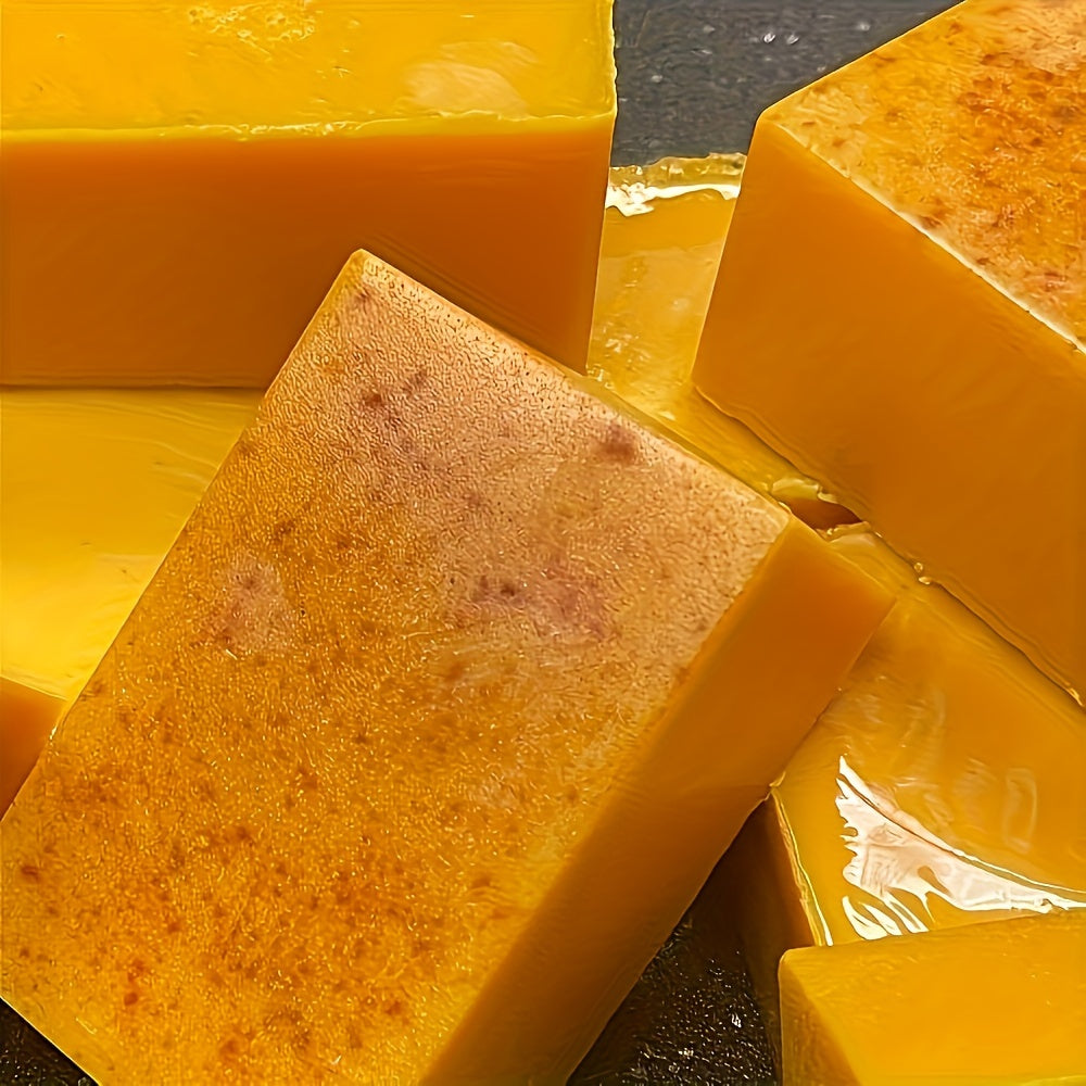 4-Pack Turmeric & Kojic Acid Soap Set, 100g Each, Deep Cleansing & Moisturizing, Natural Handmade Bar for Light Beige & Hair Care, Alcohol-Free, Body Use, Includes Bathroom Soap Dish & Loofah