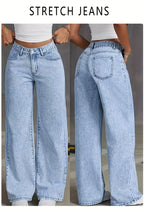Jeans Rectos Pierna Ancha Mujer | Ticotrendy Denim Elástico Cintura Alta Control Abdominal