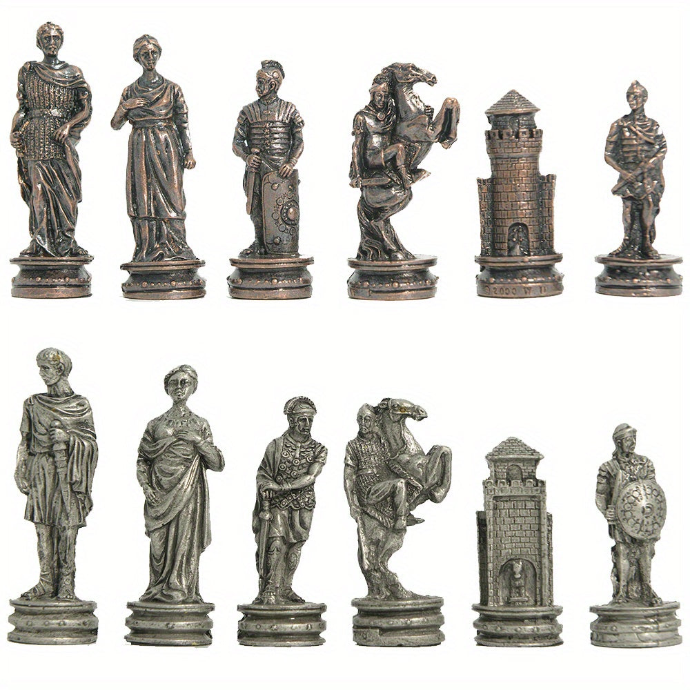 Ajedrez Temático Metal | 32 Piezas Estatuas | Tablero Incluido