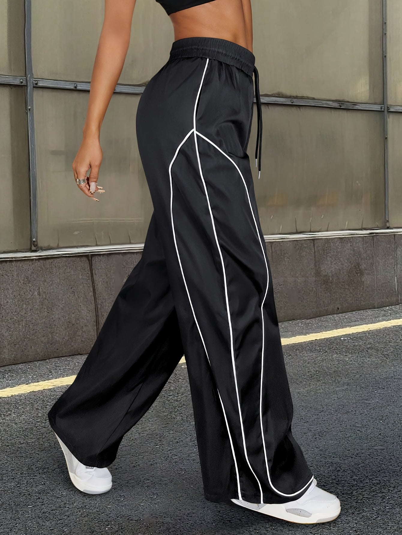 Pantalones Anchos Mujer con Rayas Laterales | Estilo Y2K Casual | Moda Costa Rica