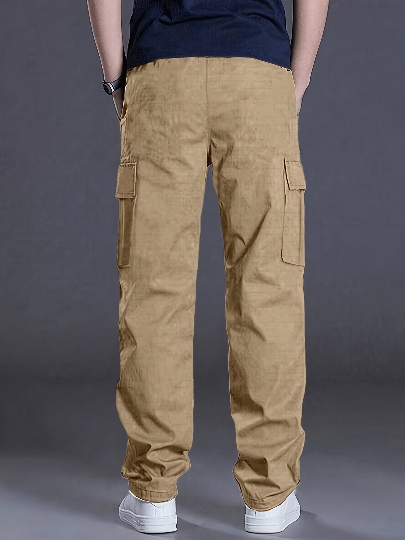 Men's Work Pants, Multi-Pocket Men's Trousers with Drawstring Waist