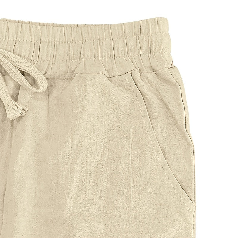 Men's Casual Linen Pants | Relaxed Fit with Drawstring Waist | 95% Linen, 5% Polyester | Breathable & Stylish for Indoor Gatherings, Outdoor Activities, and Golf | All-Season Wear | Beige Color, Versatile Clothing | Minimalis