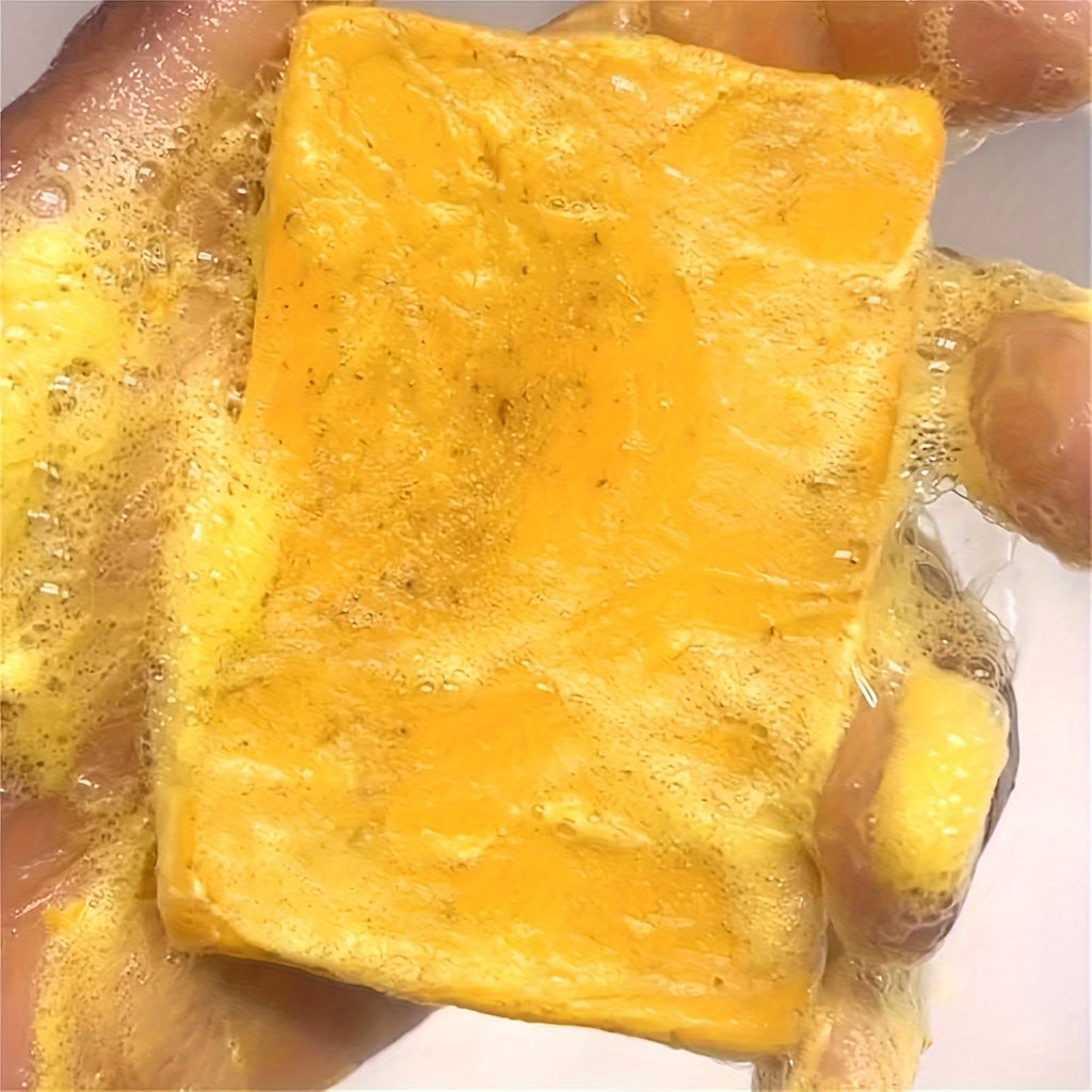 4-Pack Turmeric & Kojic Acid Soap Set, 100g Each, Deep Cleansing & Moisturizing, Natural Handmade Bar for Light Beige & Hair Care, Alcohol-Free, Body Use, Includes Bathroom Soap Dish & Loofah