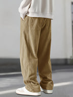 Men's corduroy casual pants, stylish and loose wide-leg pants, straight-cut sport pants, elastic waist drawstring baggy sweatpants for men sweatpants baggy