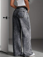 Jeans Pierna Ancha Recta Mujer | Denim Clásico Loose Estilo Elegante Casual