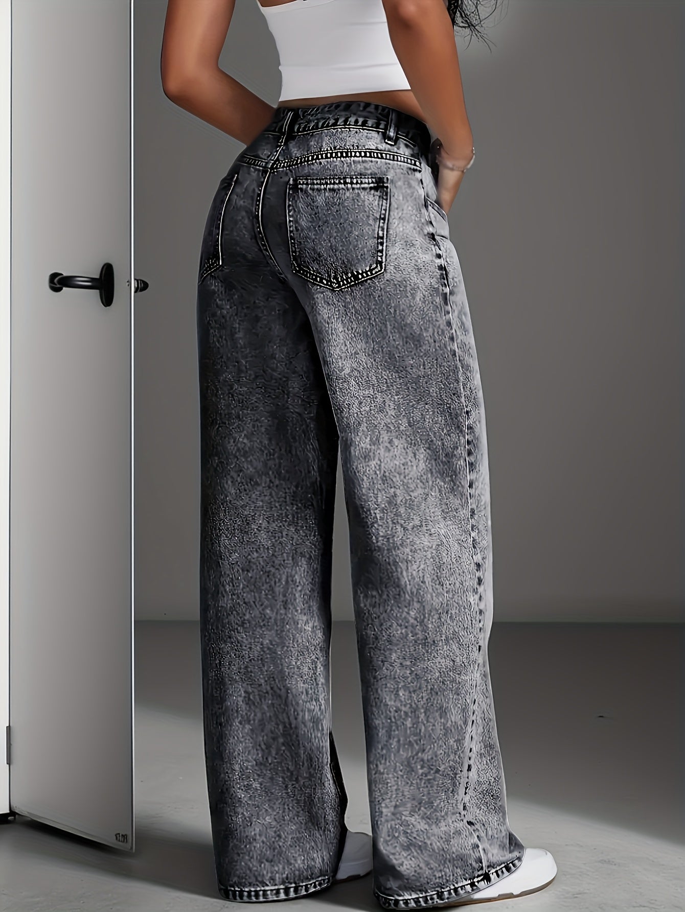 Jeans Pierna Ancha Recta Mujer | Denim Clásico Loose Estilo Elegante Casual