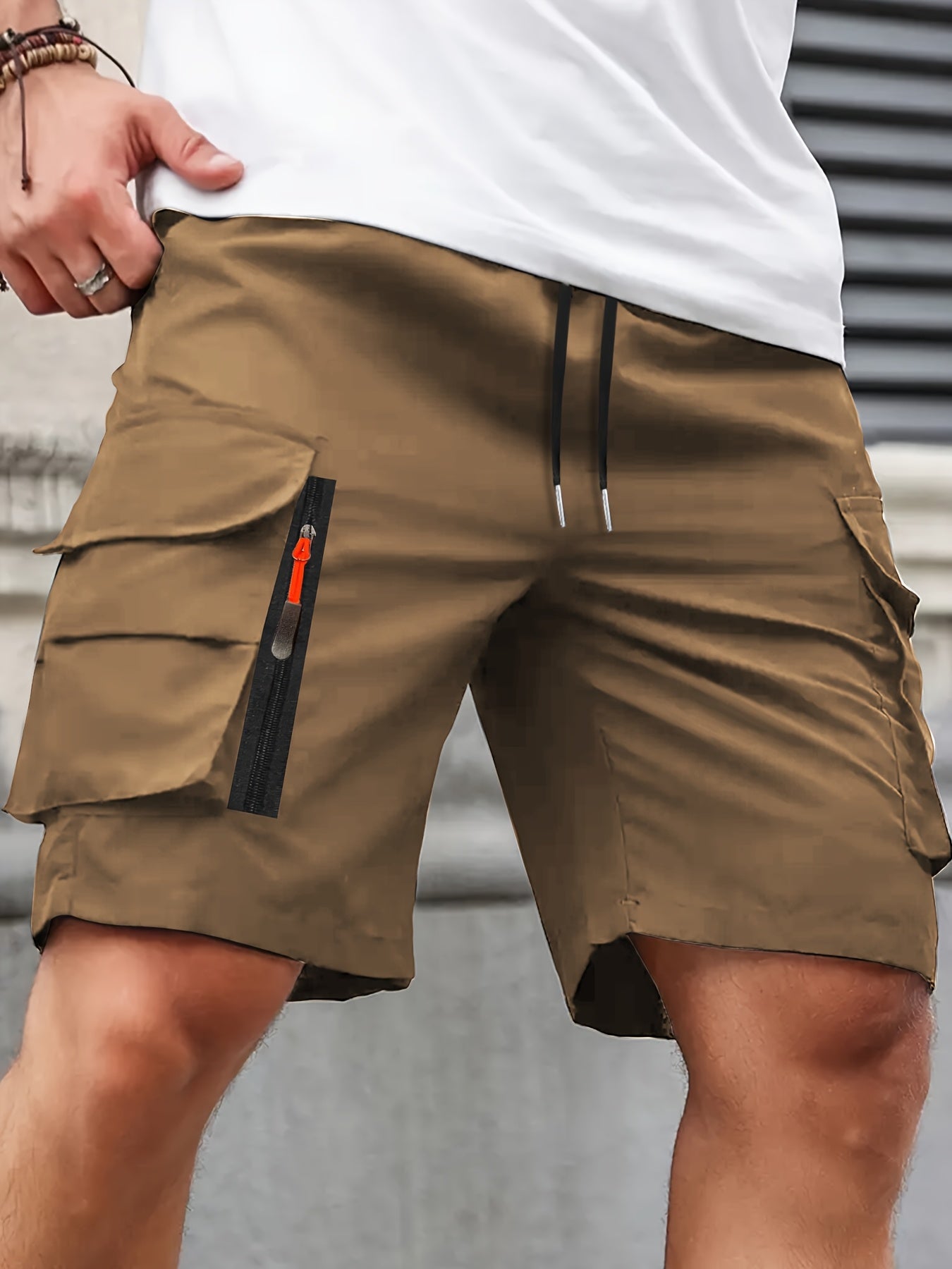 Shorts Cargo Casuales Hombre | Corte Holgado | Múltiples Bolsillos con Cremallera
