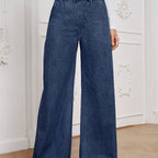 Jeans Rectos Anchos | Ticotrendy Denim Elástico Cintura Alta Control Abdominal Casual
