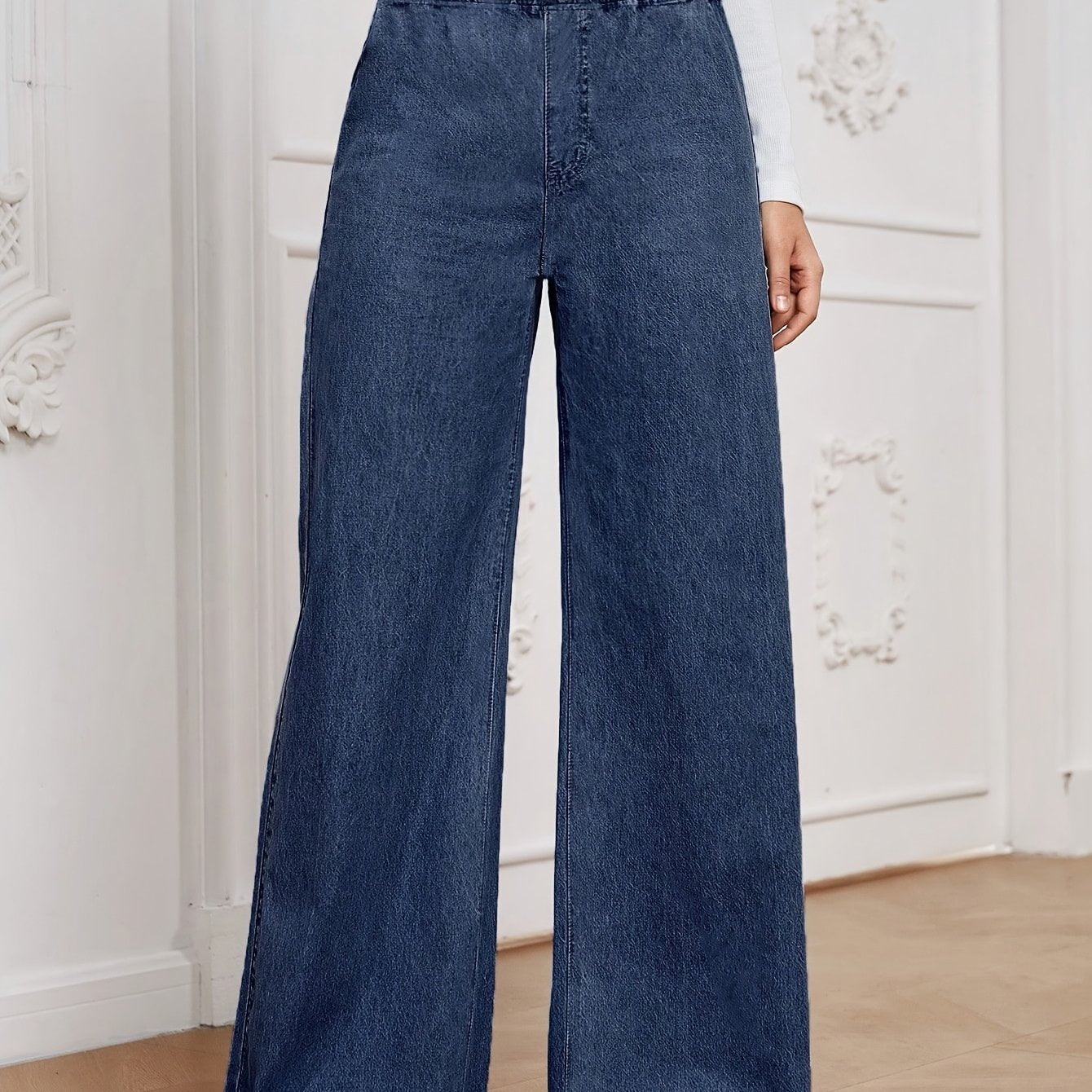 Jeans Rectos Anchos | Ticotrendy Denim Elástico Cintura Alta Control Abdominal Casual
