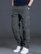 Men'S Outdoor Casual Cargo Pants - Loose Fit, Drawstring Waist, Multiple Pockets, Solid Color, All-Season Comfort for Hiking & Weekend Activities, Hiking Pants, Durable Fabric, Men Pants, Cargo Pants Men, Men Trouser, Men Spo