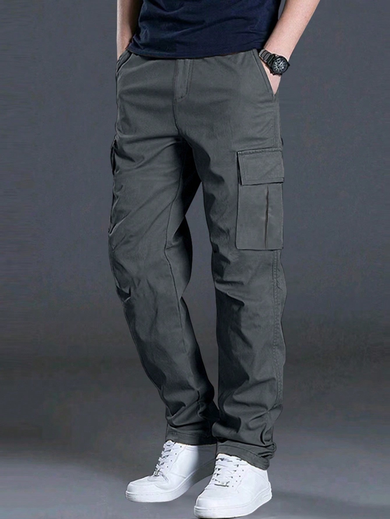 Men'S Outdoor Casual Cargo Pants - Loose Fit, Drawstring Waist, Multiple Pockets, Solid Color, All-Season Comfort for Hiking & Weekend Activities, Hiking Pants, Durable Fabric, Men Pants, Cargo Pants Men, Men Trouser, Men Spo