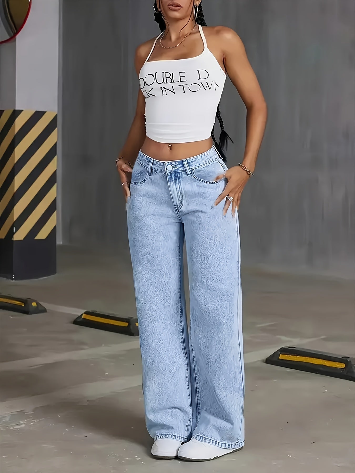 Jeans Rectos Pierna Ancha Mujer | Ticotrendy Denim Elástico Cintura Alta Control Abdominal