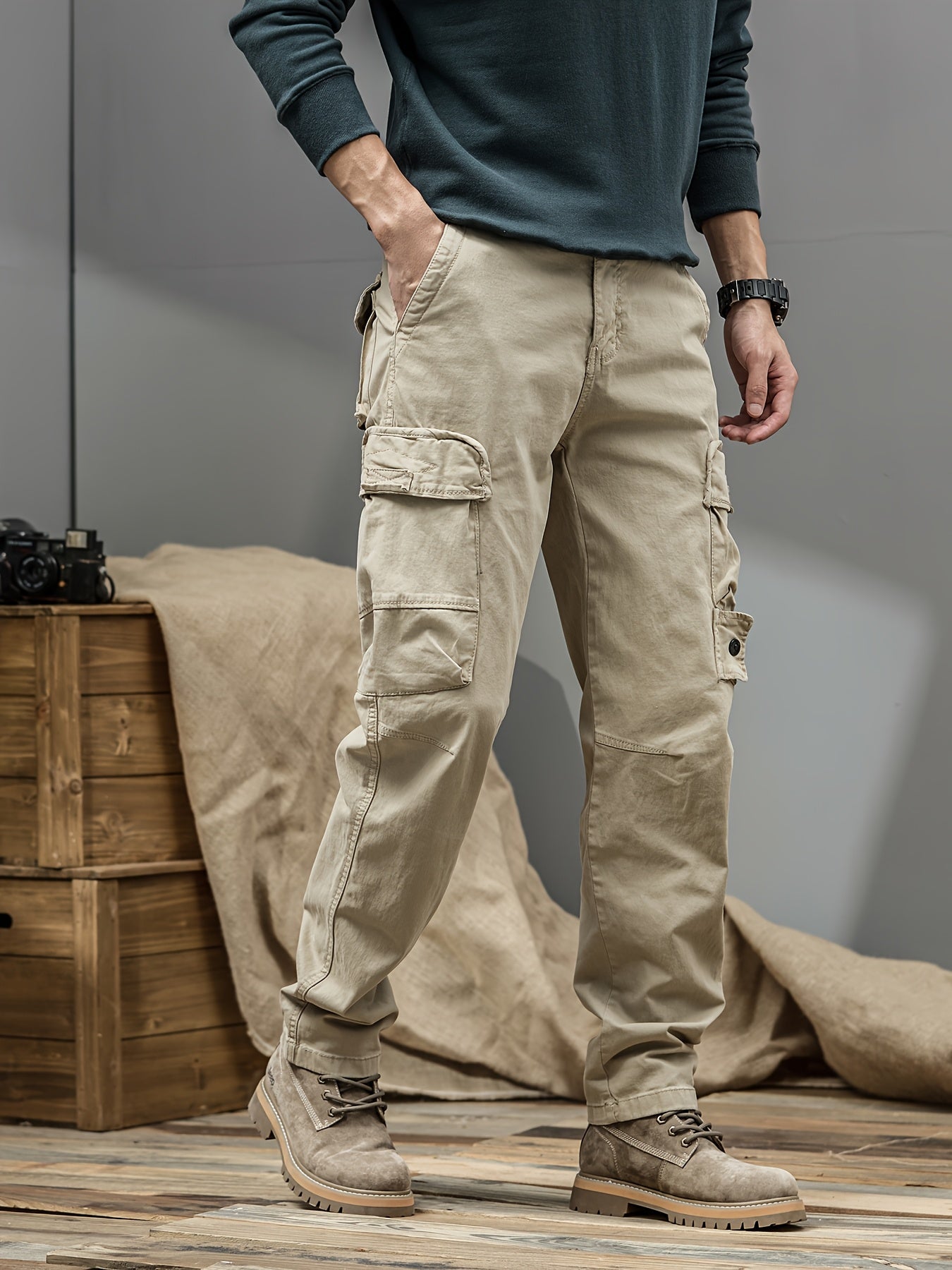 Men's Cargo Pants - Heavy-Duty Multi-Pocket Work Trousers, All-Season Machine Washable Pants with Utility Cargo Design for Construction, Travel, Everyday Carry - Mid-Rise Regular Fit Cargo Pants for Men, Outdoor Activities, S