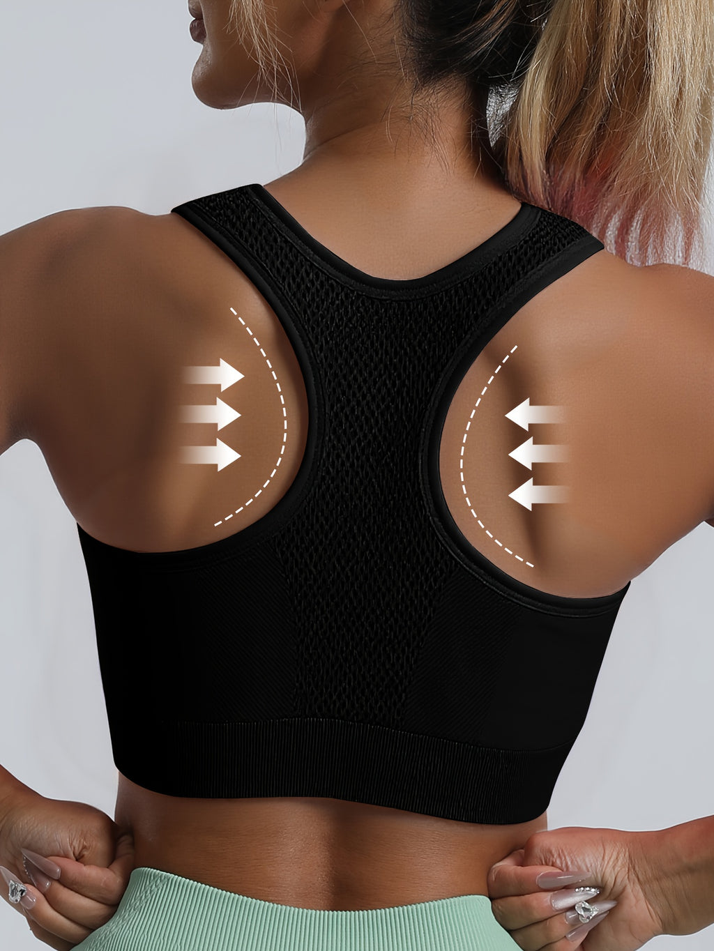Top Deportivo Alto Elasticidad | Escote V | Decoración Honeycomb | Ticotrendy