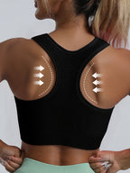 Top Deportivo Alto Elasticidad | Escote V | Decoración Honeycomb | Ticotrendy