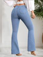 Jeans Acampanados Elásticos Mujer | Ticotrendy Denim Azul Claro Ajuste Cómodo Elegante
