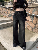 Pantalones Jeans Mujer Tiro Alto | Pierna Ancha | Tela No Elástica | Diseño Vintage