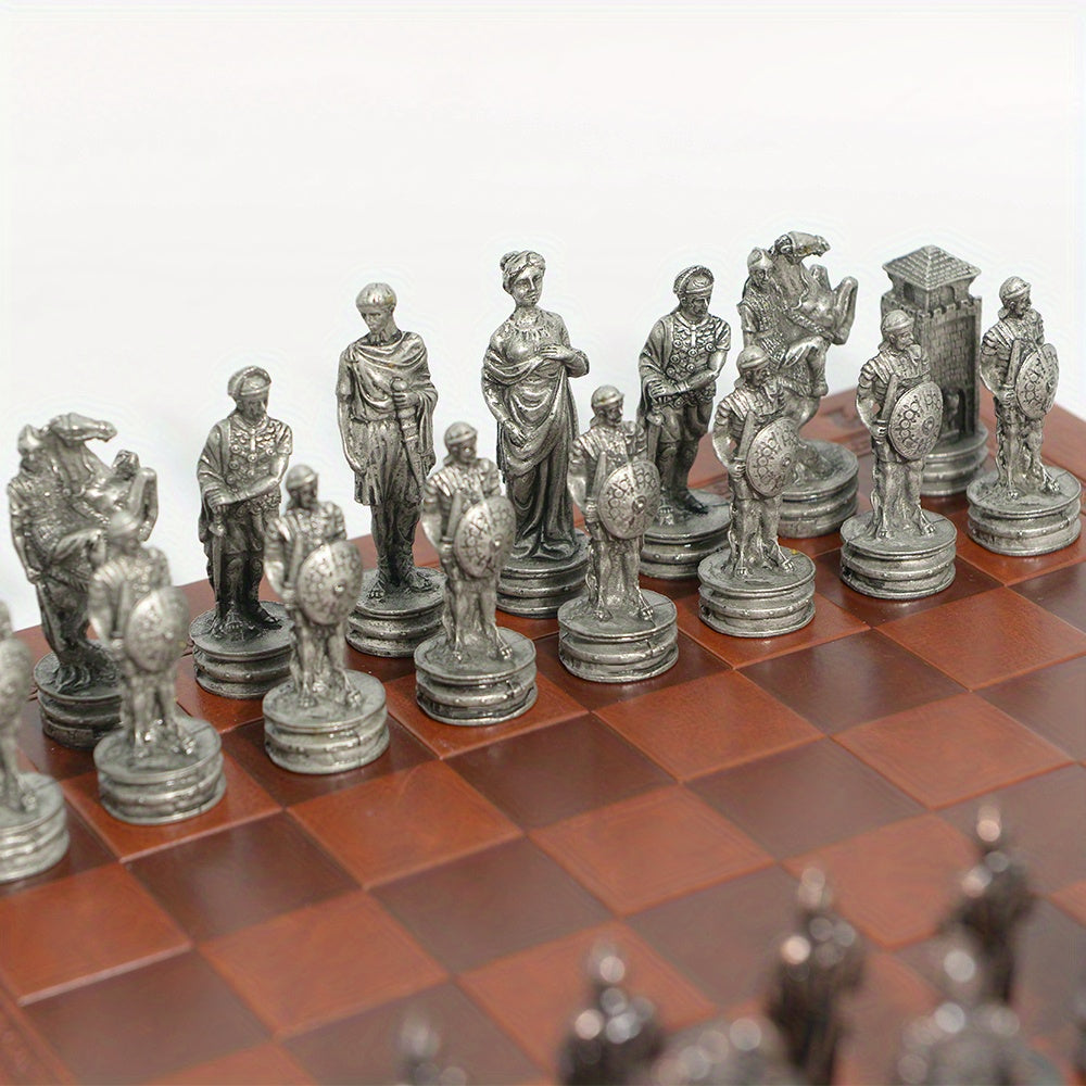 Ajedrez Temático Metal | 32 Piezas Estatuas | Tablero Incluido