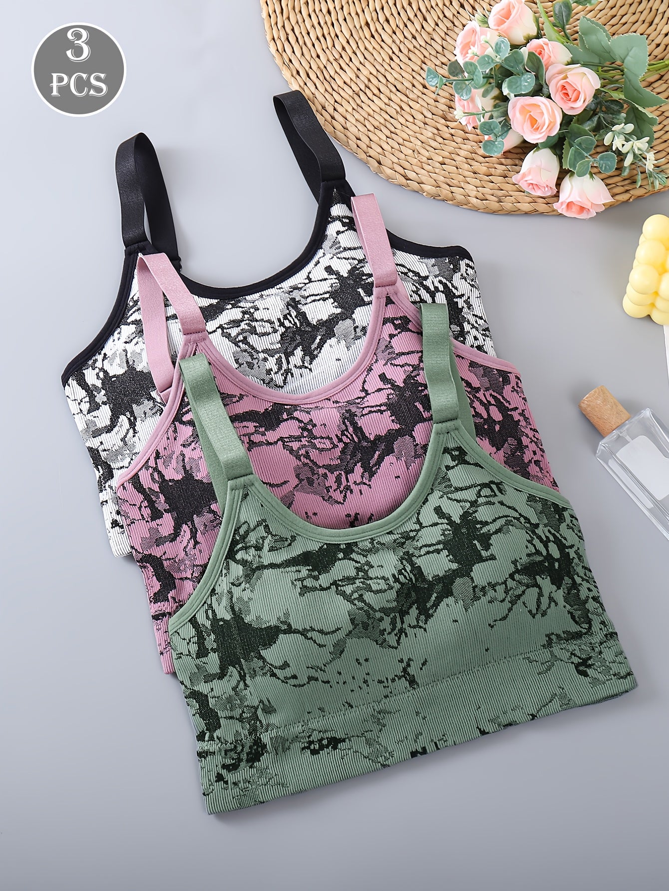 Conjunto 3 Tops Deportivos Mujer | Tirantes Ajustables | Tie Dye | Ticotrendy