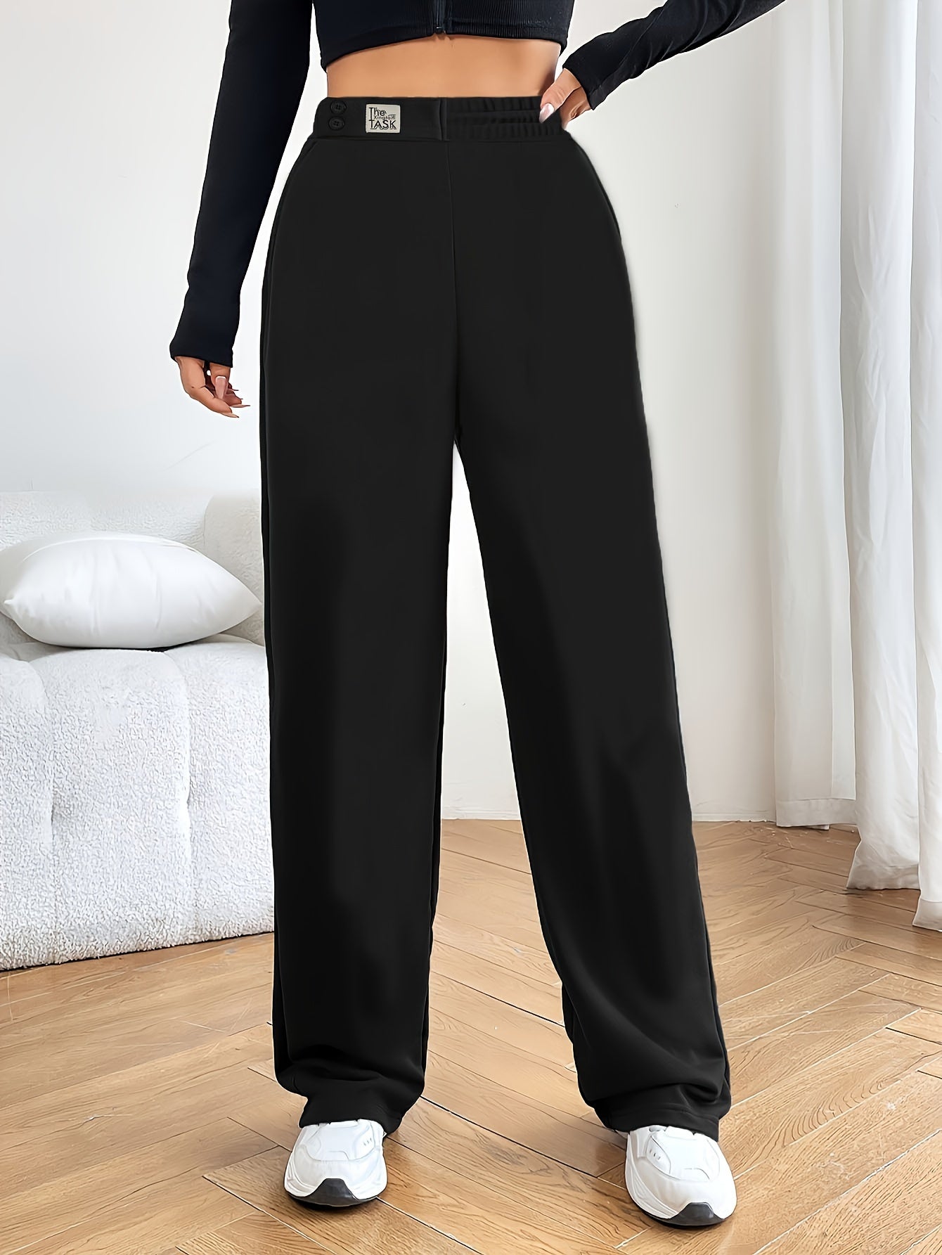 Pantalones Wide Leg Deportivos | Botones Decorativos | Ticotrendy Costa Rica