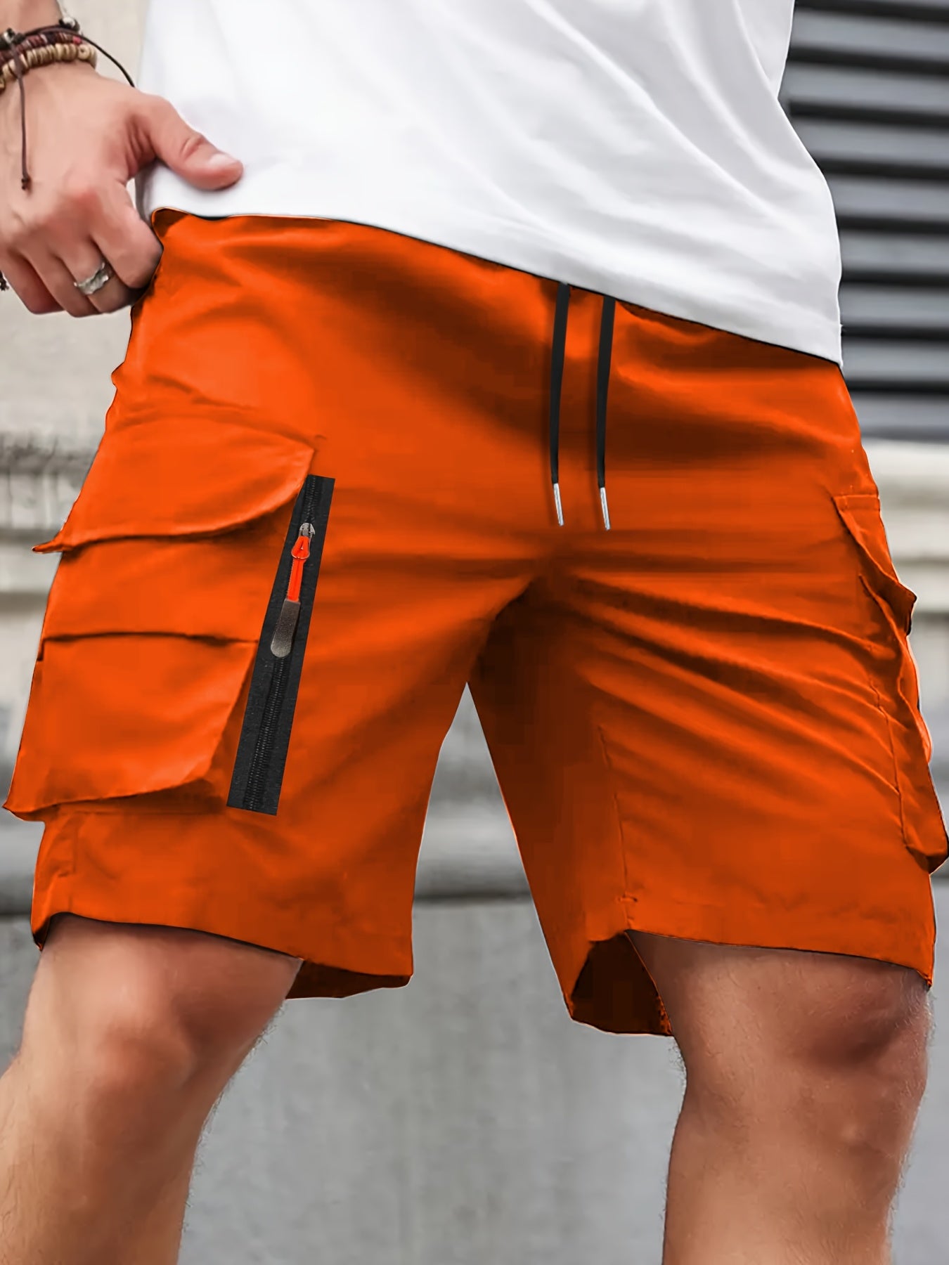 Shorts Cargo Casuales Hombre | Corte Holgado | Múltiples Bolsillos con Cremallera
