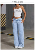 Jeans Rectos Pierna Ancha Mujer | Ticotrendy Denim Elástico Cintura Alta Control Abdominal