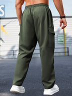 Men'S Casual Cargo Pants with Zipper Pockets - Black, Drawstring Waist, Lightweight, Non-Stretch Fabric, Perfect for Spring & Fall Outdoor Activities, Casual Attire, and Everyday Use, Casual Outdoor Pants | Sporty Style Pants