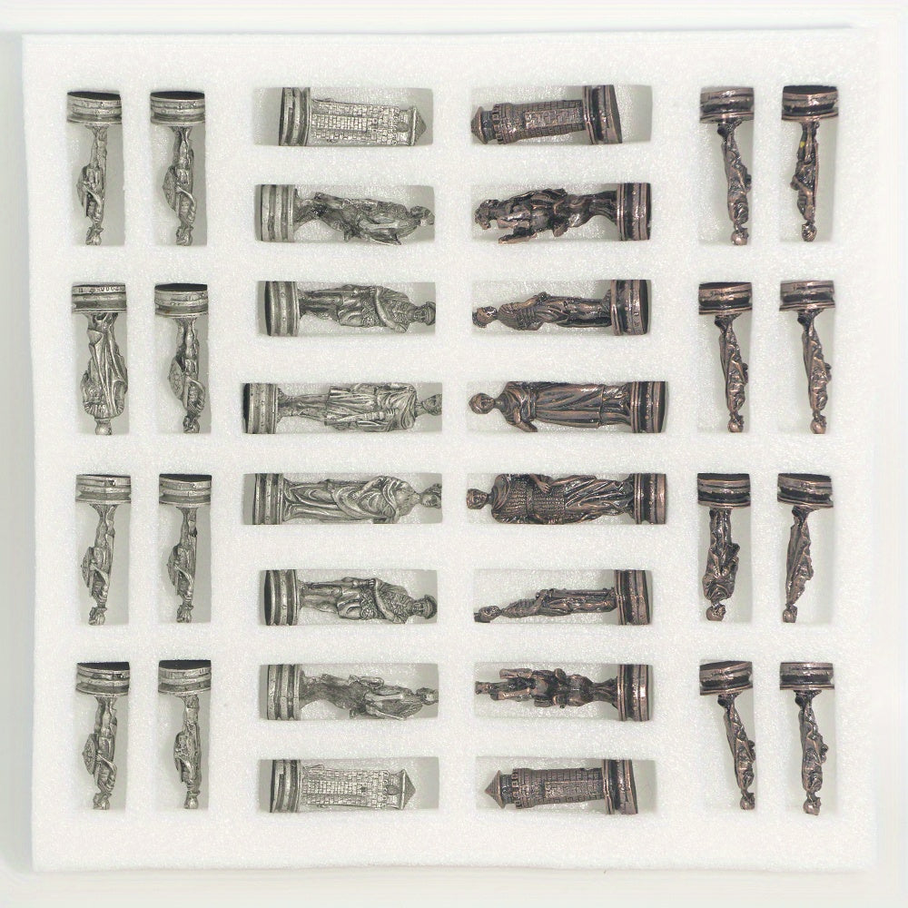 Ajedrez Temático Metal | 32 Piezas Estatuas | Tablero Incluido