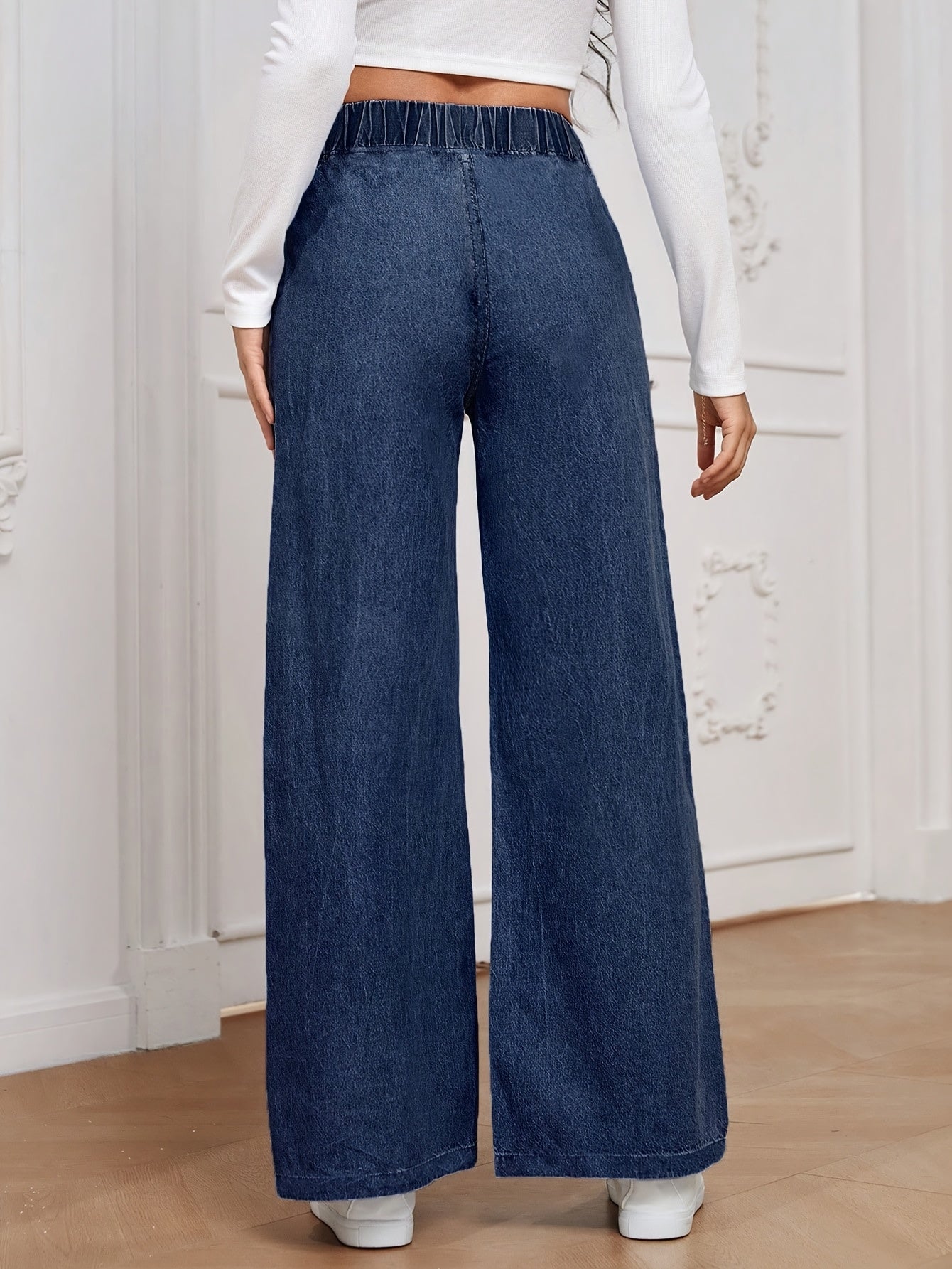 Jeans Rectos Anchos | Ticotrendy Denim Elástico Cintura Alta Control Abdominal Casual