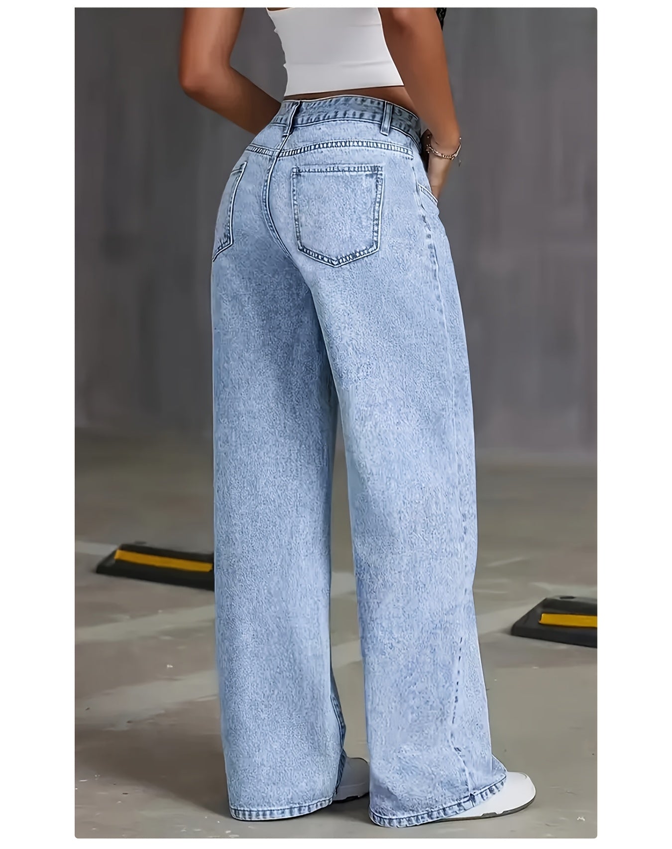 Jeans Rectos Pierna Ancha Mujer | Ticotrendy Denim Elástico Cintura Alta Control Abdominal