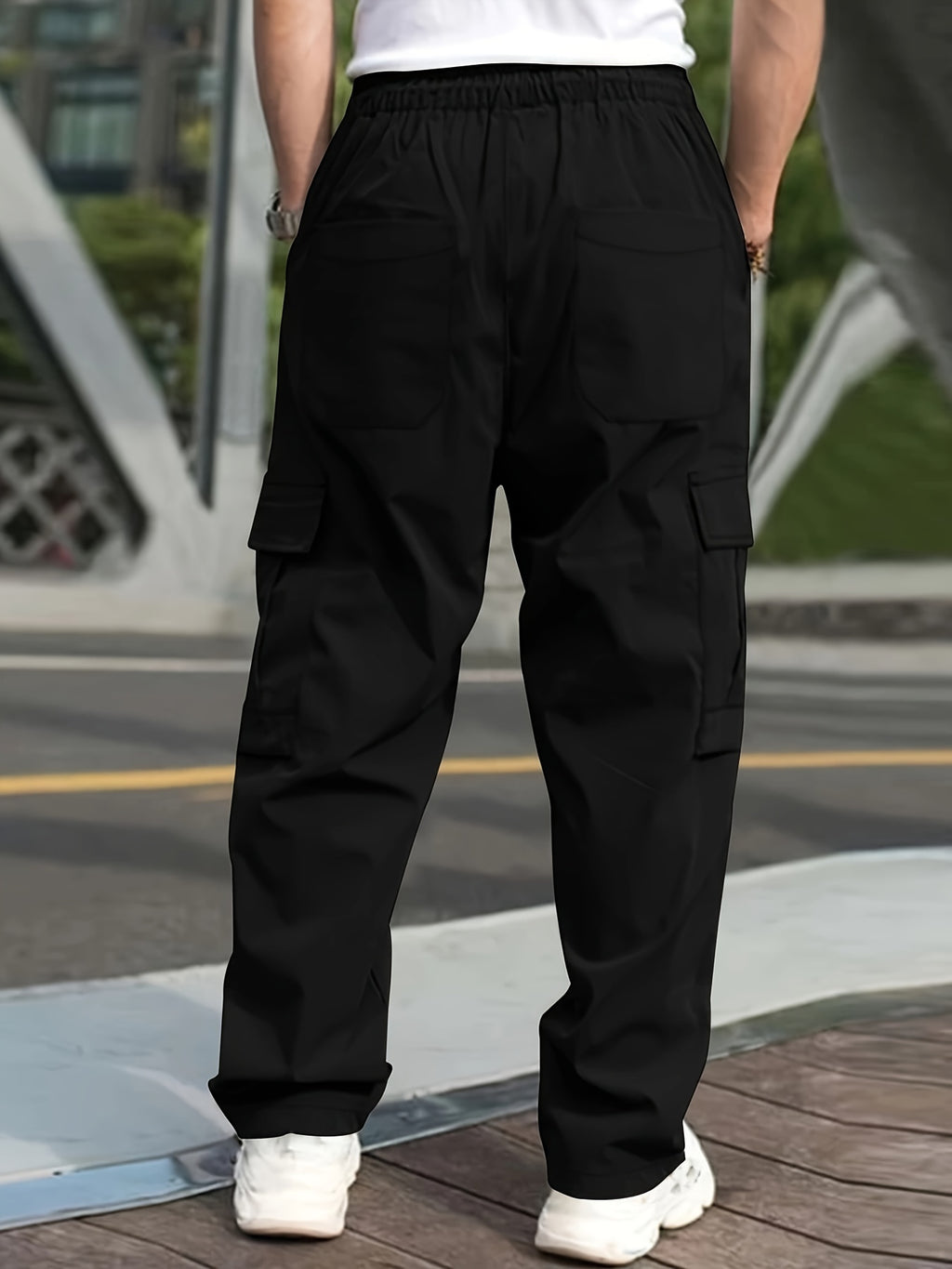 Men's Olive Green Cargo Pants - Lightweight Twill Fabric with Side Pockets, Adjustable Drawstring Waist | Casual Street Style Jogging Gear for All Seasons, Jogging Pants