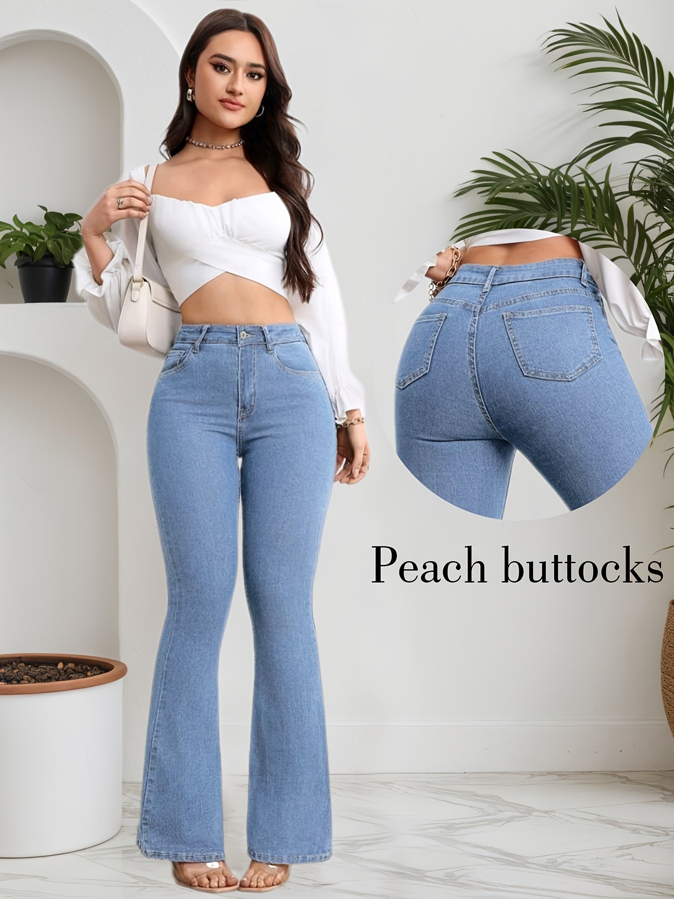 Jeans Acampanados Elásticos Mujer | Ticotrendy Denim Azul Claro Ajuste Cómodo Elegante