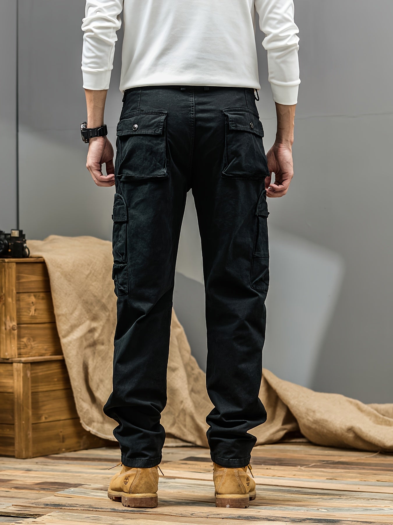 Men's Cargo Pants - Heavy-Duty Multi-Pocket Work Trousers, All-Season Machine Washable Pants with Utility Cargo Design for Construction, Travel, Everyday Carry - Mid-Rise Regular Fit Cargo Pants for Men, Outdoor Activities, S
