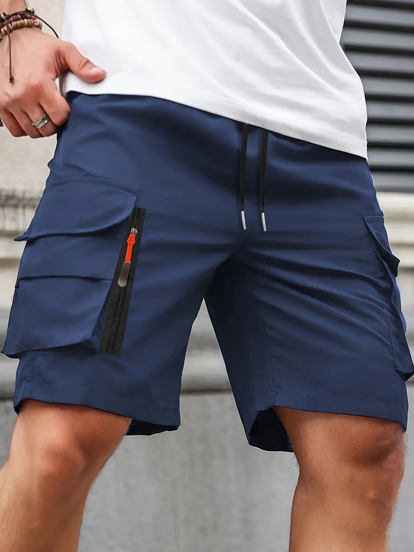 Shorts Cargo Casuales Hombre | Corte Holgado | Múltiples Bolsillos con Cremallera