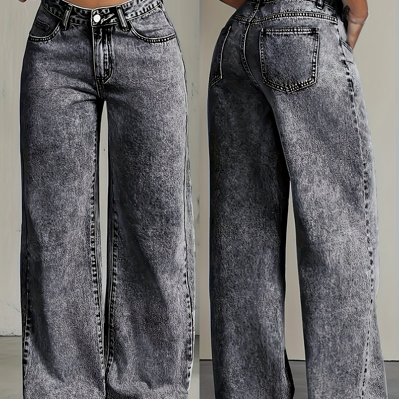 Jeans Pierna Ancha Recta Mujer | Denim Clásico Loose Estilo Elegante Casual