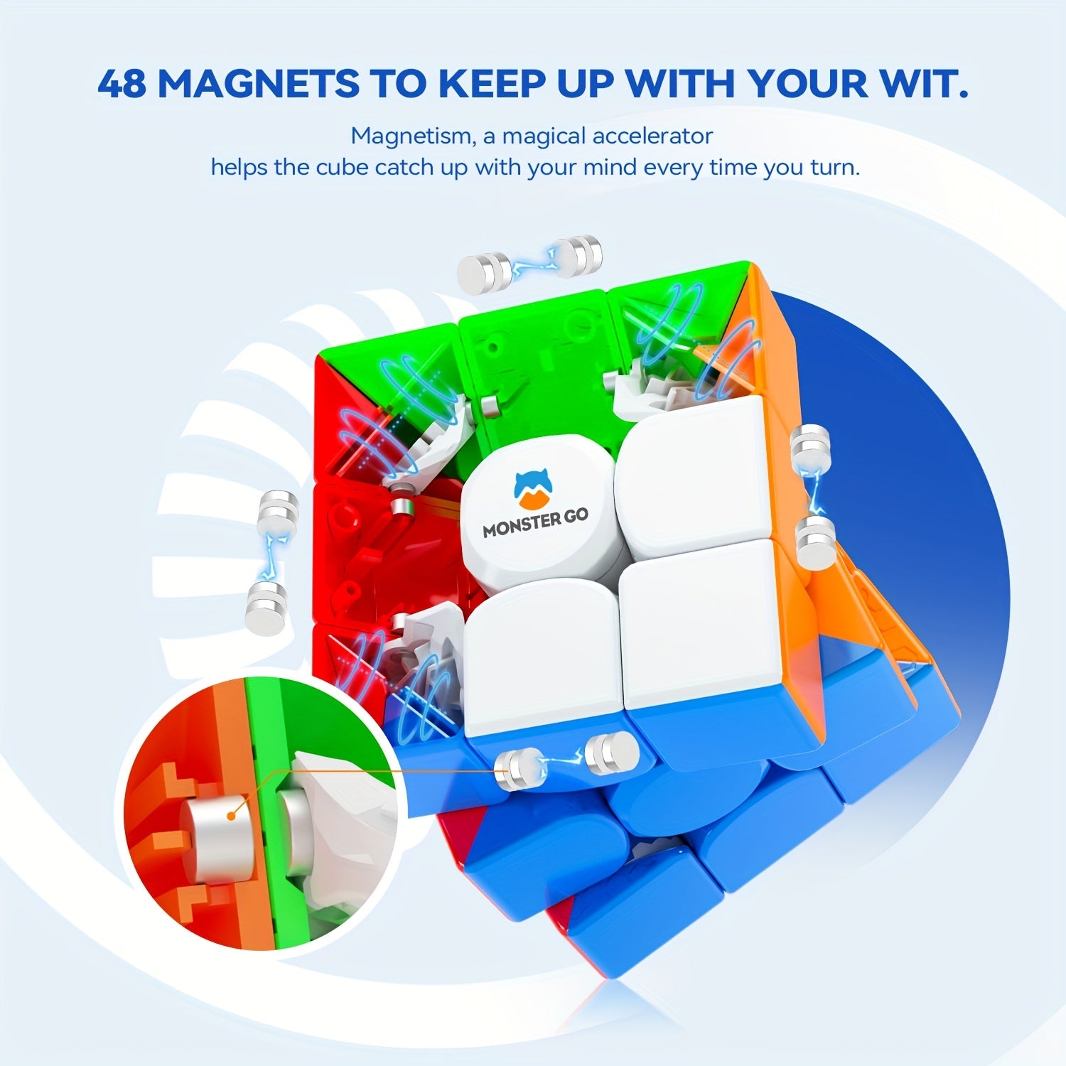 Cubo Velocidad Magnético Monster Go | 3x3 Stickerless | Juguete Educativo