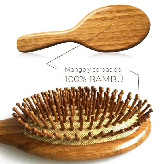 Peine de Bambú Natural | Cojín de Aire Masajeador | Cuidado Capilar