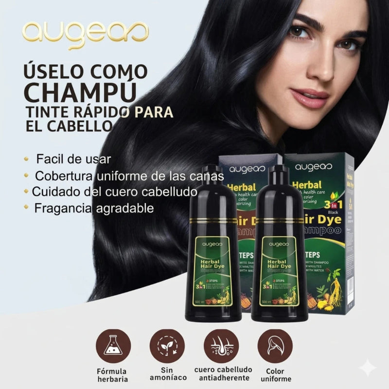 Champú Tinte Natural Base de Hierbas | Cubre Canas Rápidamente | 6 Colores | Tico-Trendy