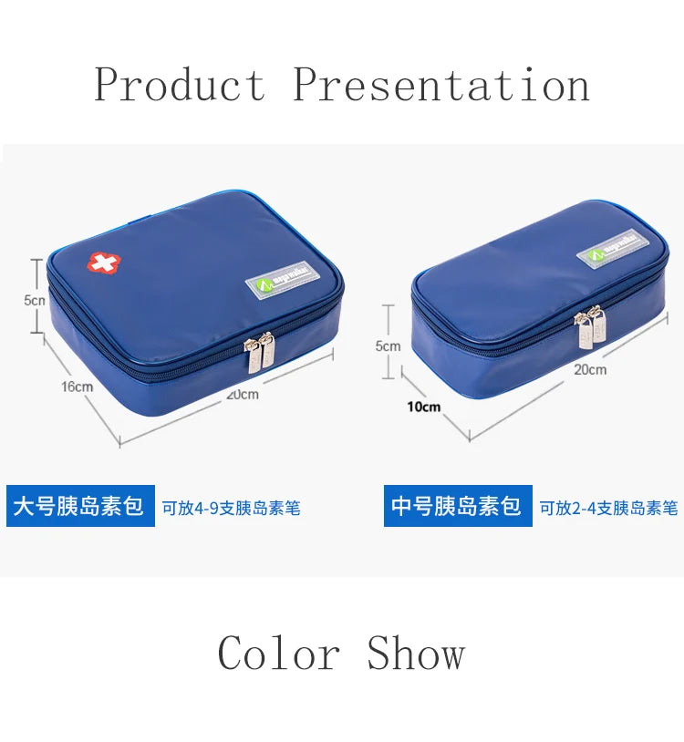 Caja enfriadora de insulina mega, bolsa de tamaño mediano, Estuche De Viaje de insulina para diabéticos con aislamiento portátil, bolsa de hielo de papel de aluminio de tela de nailon