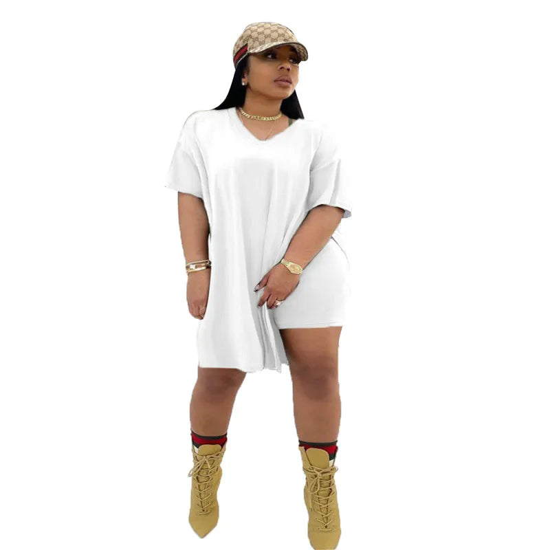 Conjunto de ropa de talla grande para mujer, pantalones cortos con dobladillo, chándal informal, ropa de calle, 4xl, verano, venta al por mayor, envío directo